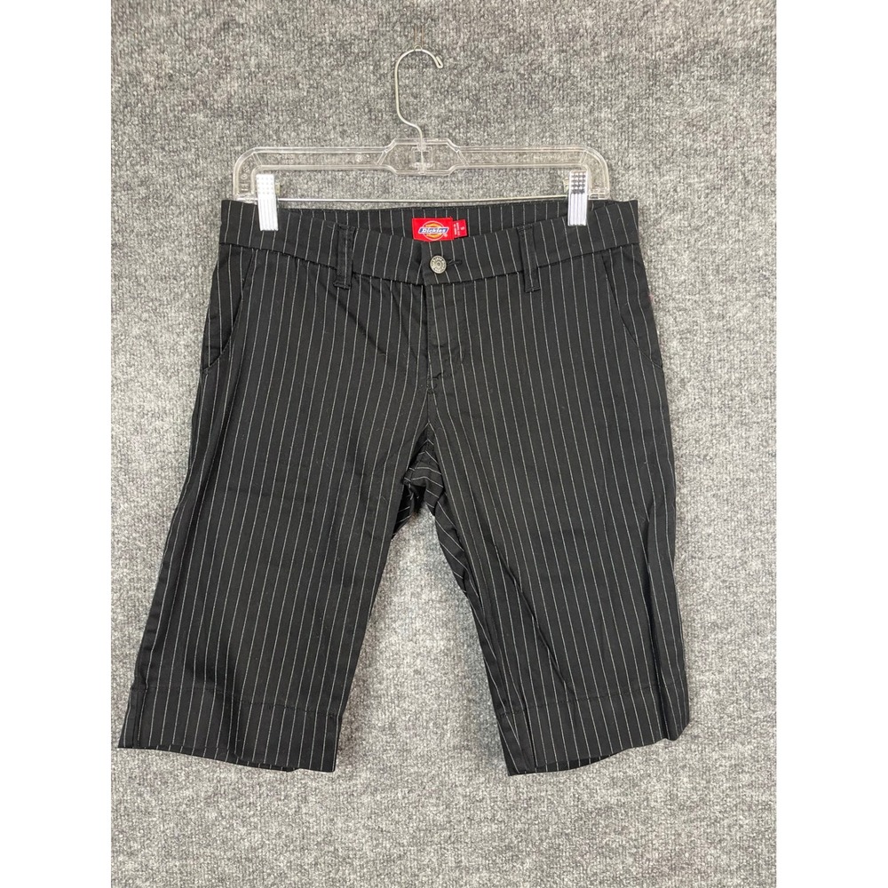 Dickies Pinstripe Shorts Kids 5 Black Excellent NHB6011 Stretch Workwear